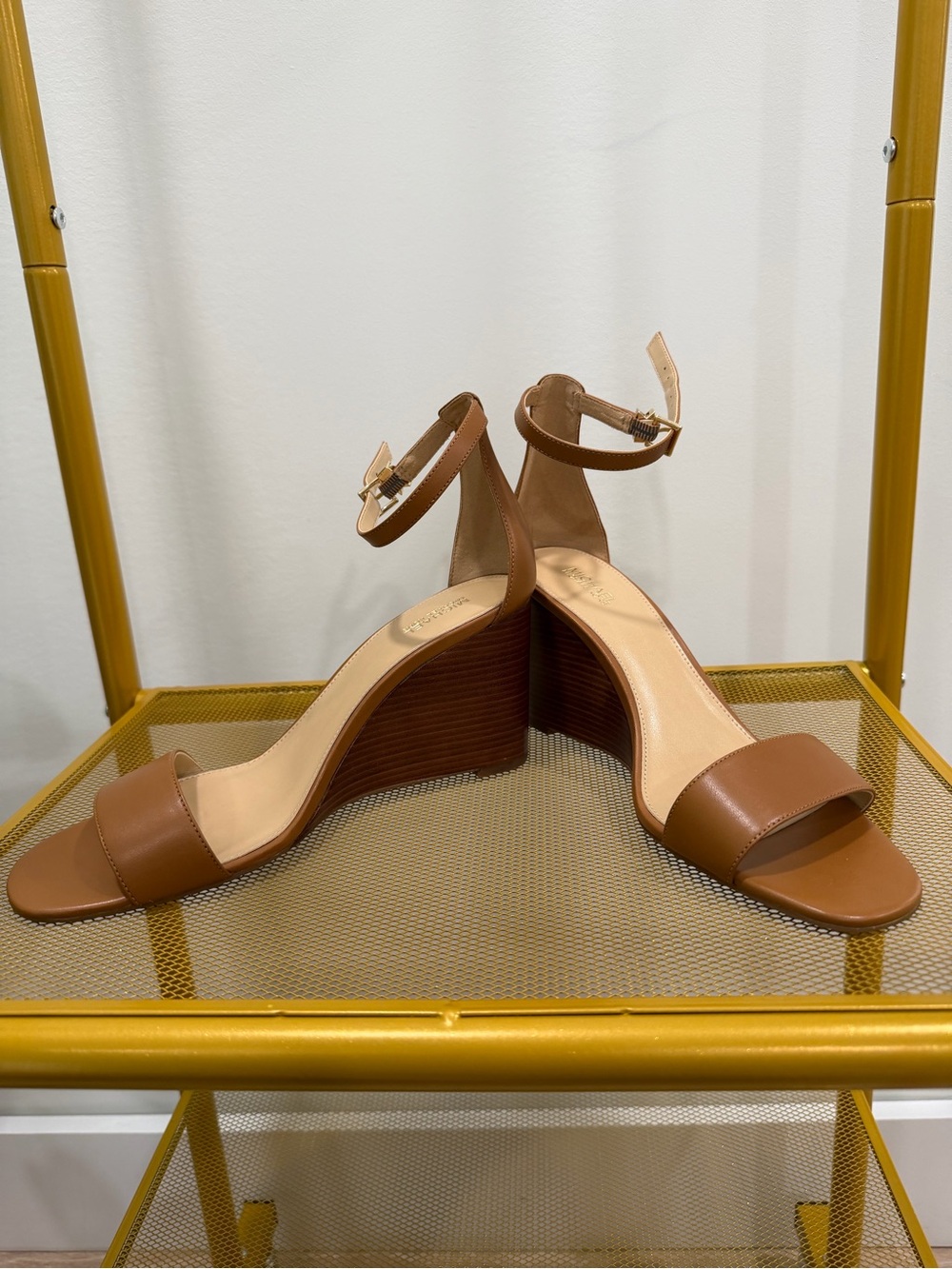 Michael Kors Cognac Ankle-Strap Block Heel Sandals - Picture 2 of 3